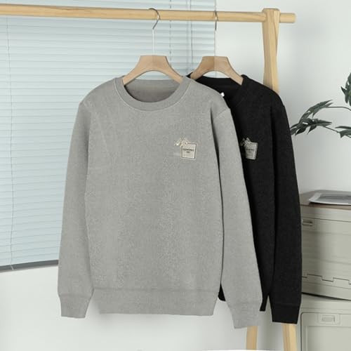 Cambkatl Men's Sytlish Graphic Crewneck Sweaters - Casual Long Sleeve Loose Knitted Warm Fleece Lined Pullover Sweater Tops2