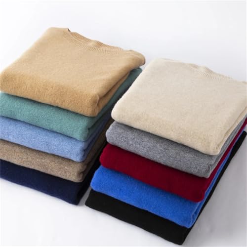 Mnjyihy Men's Warm Wool Sweater Casual Long-Sleeved Business Round Neck Versatile Basic Style Pullover4