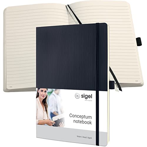 Sigel Co311, Conceptum Notebook, Approx. A4 (7.4 X 10.6 In.), Lined, Softcover, Black, With Numerous Feautures #TOP17