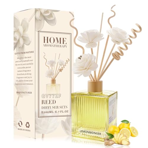 Difusor de Varillas Lemon 6.7 oz con 4 Varillas de Ratán y 3 Flores Secas miniatura 1