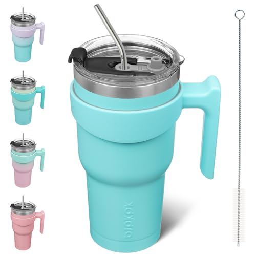 Image of BJPKPK 30 oz Tumbler with Handle & Straw, Insulated Stainless Steel Mug