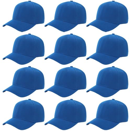 Image of ZH Plain Adjustable Baseball Cap - Lot of 12 Unisex Blank Design Caps
