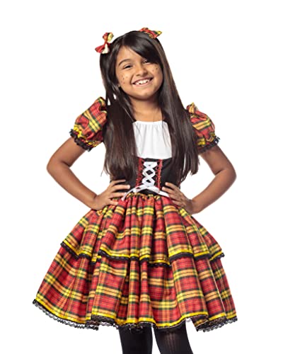 Vestido Infantil Festa Junina Caipira Luxo Xadrez (P)