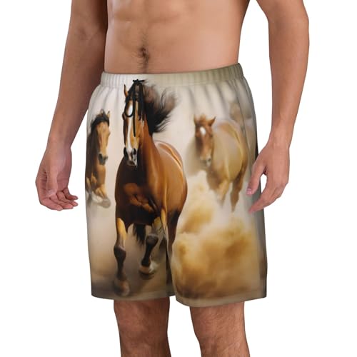 Horses Print Men's Beach Pants Lightweight Quick-Dry Swim Pants with Mesh Lining for Men2