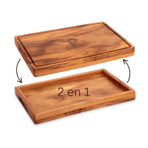 Listado y reviews de Tablas para asado que Puedes comprar On-line. 36 NUMAYA | Tabla de Madera 2 en 1: Tabla para Picar y Bandeja para Servir | Para Cortar Carne Asada, Servir Quesos y Carnes Frías y Servir Desayuno en la Cama | Madera de Parota...