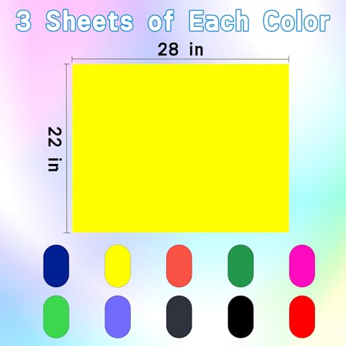 neon poster board 30 sheets-22x28-inch double-sided color cardstock paperideal for signscraftsprojects-10 assorted colors in bulk packthree of each color