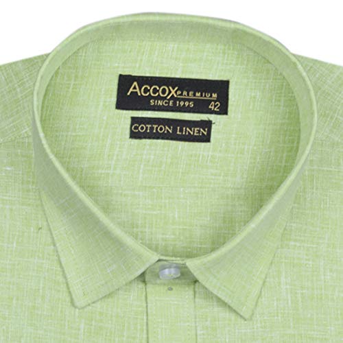 Image of ACCOX Men's Half Sleeves Formal Regular Fit Cotton Linen Shirt(GC308)