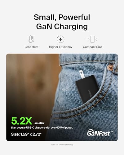 Image of Belkin Dual USB C Charger Block 65W, Super Fast Charging PD 3.0 w /GaN - Samsung Galaxy S26, Apple iPhone 17, Air, Pro, Pro Max, iPad, MacBook, AirPods, Apple Watch, & More - Black