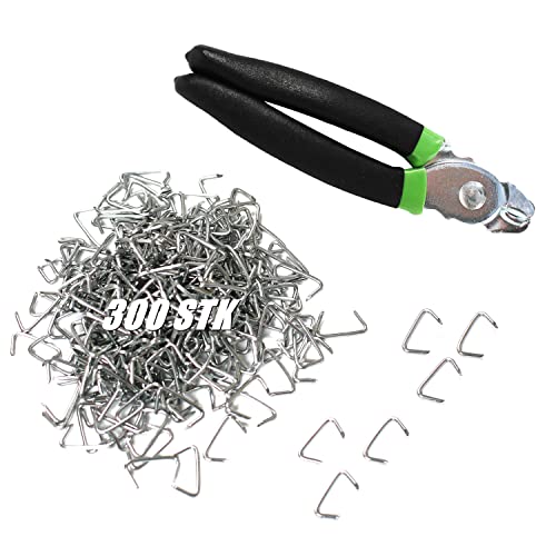 TIHOOK Alicates para anillos de cerdo, anillos de cerdo galvanizados, alicates para anillos con 300 anillos de cerdo galvanizados (3/4 de pulgada), alicates de crimpado para tapicería Cover