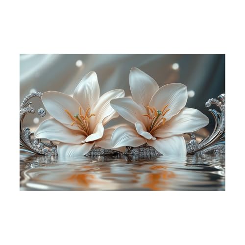 Toile fleur aquarelle lys blancs pour une décoration élégante de salon