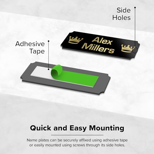 Image of Custom Engraved Name Plate, Personalized Brushed Black /Gold Name Plaque, 2x4 Inches, Durable Engravable Impact Material, Made in The USA by My Sign Center