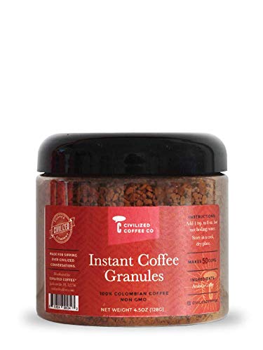 Civilized Coffee Instant Coffee Granules, Colombian Coffee Classic Roast, Non-Gmo 4.5 Oz Jar (3 Pack) #TOP1