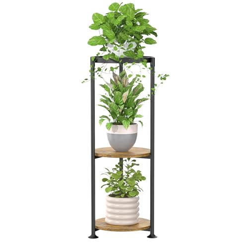 iDavosic.ly 3 Tier Corner Metal Plant Stand Indoor, 34 In Tall, B...