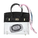ongfuwu Mini Creative Car Key Case, Cute Lady Handbag Keychain Holder Lipstick Bag, Transparent Key Fob Case Small Wallets for Women Girls, Portable Keys Pouch, Keychain Car Accessories (Black)