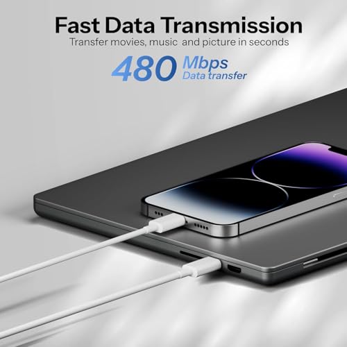 Image of USB Type C to l Cable 27W MFi Certified Fast Charging Cable Compatible for iPhane 14 /13 /12 /11 /X /XS /XR /8 /Plus, Pad Mini /Pro /Max, USB Type-C Power Delivery Cord (Free Cable Protectors)