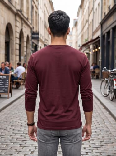 Image of BULLMER Men's Trendy Full Sleeve Henley Neck T-Shirt | Cotton Blend Solid Casual Tee | Stylish Menswear for Everyday | Sizes S to 2XL - Pack 1