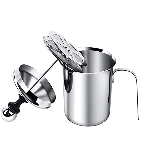 Kitchen Kulture 400ml Stainless Steel Manual Milk Frother with Handle – Hand Pump Milk Creamer Frother Pitcher for Coffee, Latte, Cappuccino, Hot Chocolate Foam – Double Mesh Design Kitchen Kulture 400ml Stainless Steel Manual Milk Frother with Handle – Hand Pump Milk Creamer Frother Pitcher for Coffee, Latte, Cappuccino, Hot Chocolate Foam – Double Mesh Design