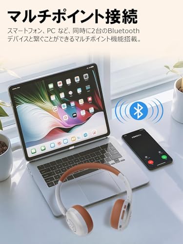 Earaku（イアラク） ワイヤレスヘッドホン 超軽量114gオーバーイヤー型 Soundboost J131 プロ級重低音・空間オーディオ DSP搭載底噪ゼロ Bluetooth5.4ノイズキャンセリング 2台同時接続可 マイク内蔵 SBC/AAC対応 Type-C充電 スマホ/PC/タブレット対応 最大25時間連続再生 日本語音声ガイド 2025年最新 ブラウン