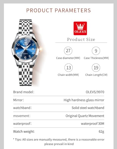Image of OLEVS Womens Watch Fashion Dress Diamond Female Watches for Ladies Analog Quartz Stainless Steel Waterproof Luminous Day Date Two Tone Wristwatch