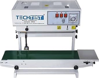 TechTest Continuous Band Sealer, Band Sealer Machine, Sealing Machine, Packing Machine, Automatic Packing Machine,Suitable for LD/HM/Laminated Pouches (Up To 3kgs) MS