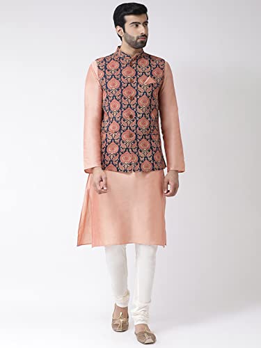 Image of Kisah Men's Silk Blend Printed Nehru Jacket Regular Fit | Designer Ethnic Layering | Wedding & Occasion Wear