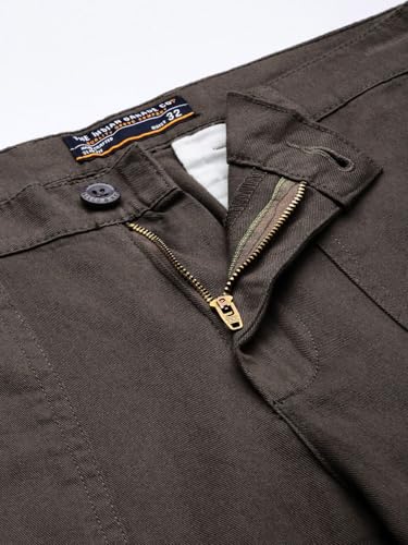 Image of The Indian Garage Co Men Slim Fit Solid Mid-Rise Cargos