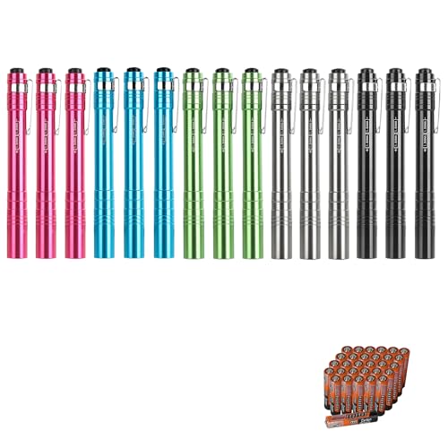 SEAMAGIC 15-Pack LED Pen Light with Clip, Mini Pocket Penlight