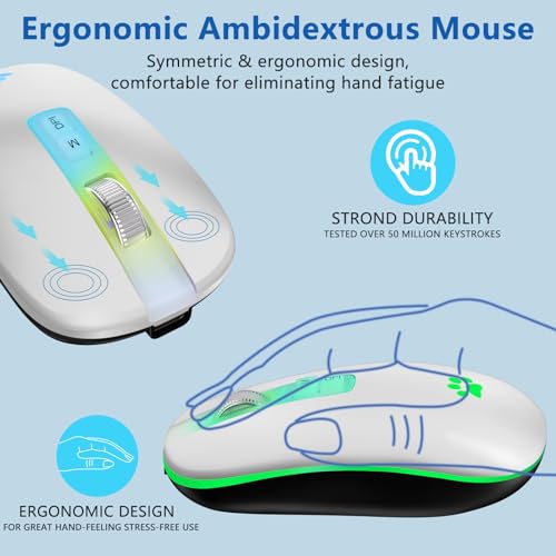 Image of KARFUN Rechargeable Backlit Wireless Mouse for Laptop & MacBook | 7-Color LED 3 DPI Silent Click, 2.4G Rechargeable Slim Backlit Mouse, Ergonomic for Laptop,MacBook,iPad,Chromebook Office