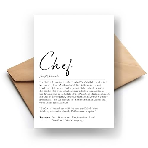 Lustige Chef Definitions-Klappkarte, Humorvolle Grußkarte für Vorgesetzte, Perfektes Geschenk für den Boss
