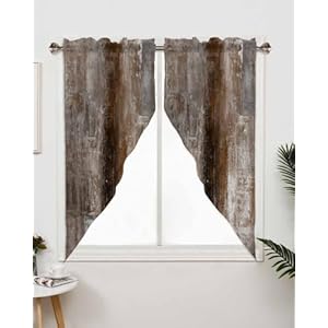 Rustic Brown Swag Curtains for Living Room/Bedroom, Oil Painting Abstract Geometric Swag Kitchen Curtain Valances for Windows, Brown Grey Tier Topper Scalloped Curtain 2 Panels, 72" W x 45" L Rustic Brown Swag Curtains for Living RoomBedroom Oil Painting Abstract Geometric Swag Kitchen Curtain Valances for Windows Brown Grey Tier Topper Scalloped Curtain 2 Panels 72 W x 45 L