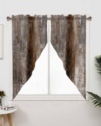 Rustic-Brown-Swag-Curtains-for-Living-RoomBedroom-Oil-Painting-Abstract-Geometric-Swag-Kitchen-Curtain-Valances-for-Windows-Brown-Grey-Tier-Topper-Scalloped-Curtain-2-Panels-72-W-x-45-L Rustic Brown Swag Curtains for Living RoomBedroom Oil Painting Abstract Geometric Swag Kitchen Curtain Valances for Windows Brown Grey Tier Topper Scalloped Curtain 2 Panels 72 W x 45 L