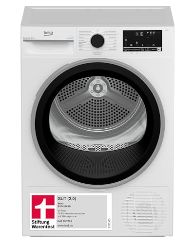 Beko B3T4224SD Wärmepumpentrockner, Wäschetrockner, 8 kg, allergikergeeignet, Hygiene Trocknen & Hygiene Auffrischen, SteamCure Dampffunktion, 15 Programme, Express, Weiß
