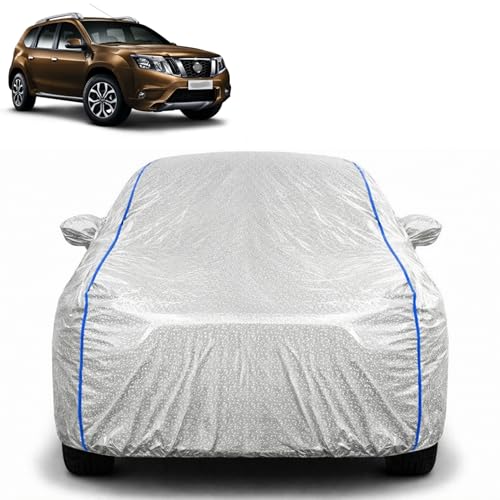 Image of Waterproof Car Cover for Nissan Terrano | All Weather Protection | UV Resistant & Dustproof | Soft Cotton Lining to Prevent Scratches | Triple Stitched with Mirror Pockets & Elastic Hem