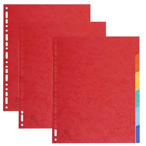 Exacompta - Réf. 2406SE - Pack de 3 jeux d'intercalaires en véritable carte lustrée souple 225g/m2 FSC® avec 6 onglets neutres - Format à classer A4 maxi...