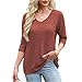 Womens Blouse, 3/4 Sleeve Shirts Fall Dressy Soft Blouses Basic Tunic Tee Clothes Tops Office Outfits for Women 2025 Trending Tops Green Blouse (L, Vermilion)