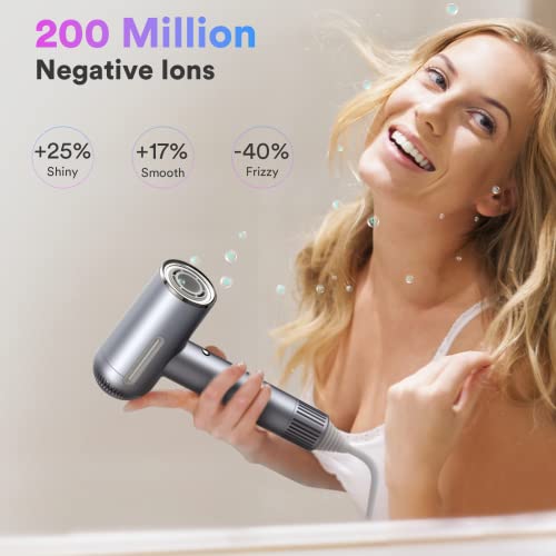 Tensky Hair Dryer, Ionic Blow Dryer With 110, 000 Rpm Brushless Motor For Fast Drying, High-Speed Professional Hairdryer With Magnetic Nozzle For Hair Care, Home, Travel, Self Cleaning (Premium Grey) #TOP3