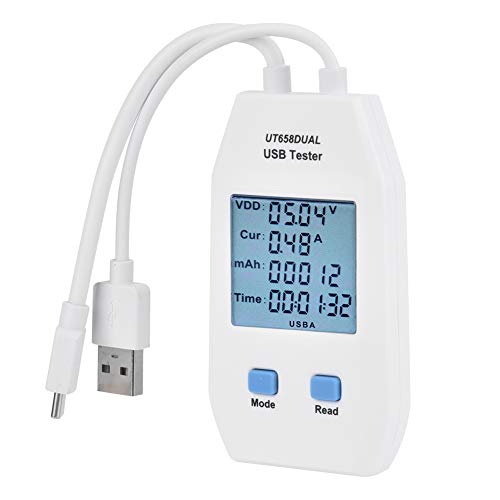 Image of USB Meter, Digital LCD Display Voltmeter Ammeter Detector Power Tester Multimeter for Measuring Voltage, Current, Capacity, Energy, Resistance, Capacitance(UT658 Dual)