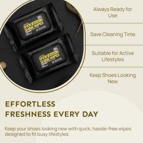 Image of Shoe Wipes & Sneaker Wipes - (80 + 80 Count) Pack of 2 - Quick Wipes for Shoes Cleaning - Shoe Cleaning Wipes for All Shoes - Portable Cleaner for Sneakers, Leather & Sports Footwear White