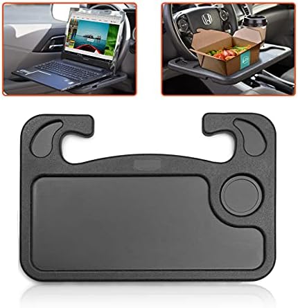 Trobo Steering Wheel Tray, Car Desk For Writing, Laptop, Tablet, iPad Or Notebook With Pen Slot, Food Eating Table With Cup Holder, Hooks On Most Vehicle Steering Wheels, Car Accessories For Travelers