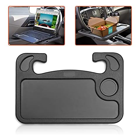 Trobo Steering Wheel Tray, Car Desk For Writing, Laptop, Tablet, iPad Or Notebook With Pen Slot, Food Eating Table With Cup Holder, Hooks On Most Vehicle Steering Wheels, Car Accessories For Travelers Cover