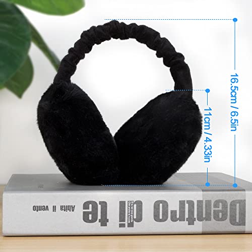 omitium Ohrenwärmer, Winter Ohrenwärmer Faltbare Verstellbarer Plüsch Earmuffs Bequemer weicher für den Winter Reiten Warme Ohrenschützer für Damen und Herren (Schwarz)