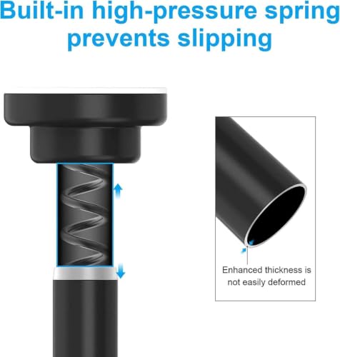 Image of JD FRESH 155 to 295 Cm Extendable Curtain Rod Holder Non-Drilling /Anti-Skid Spring Pull Rod /Stainless Steel Rust Proof Shower Curtain Rod /Window Curtain Rod / (Black)