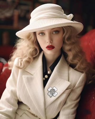 Kokoma CZ Clover Brooch Pin for Women Girls Rhinestone Four Leaf Lapel Pins Irish Shamrock Badge Corsage Brooches Cloth Dress Accessories for St Patrick's Day2