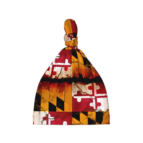 QHZLY Gorro suave de madera vintage con la bandera de Maryland para bebé, cómodo, cálido, agradable al tacto, para recién nacidos de 0 a 6 meses, color negro