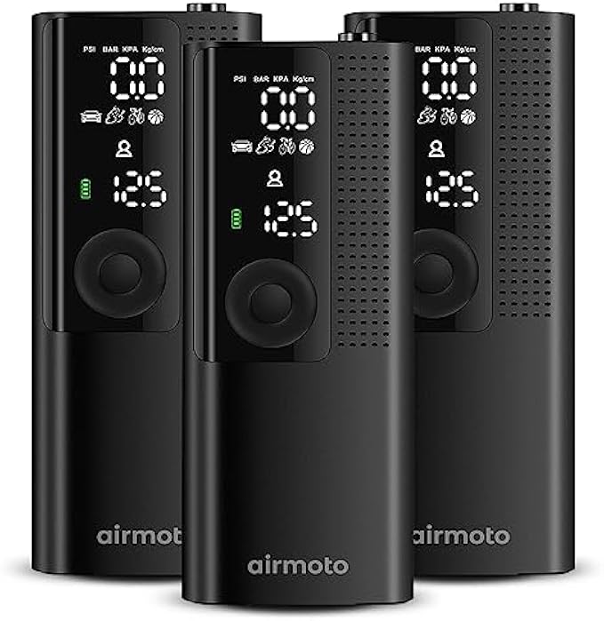 Tire Inflator Portable Air Compressor - 3pack - Air Pump for Car Tires with Tire Pressure Gauge (120 PSI) - One Click Smart Pump Tire Inflator for Car, Motorcycle, Bicycle and More