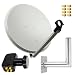 Produktbild PremiumX Satelliten-Komplettanlage 80cm Satellitenschüssel Hellgrau Quad LNB 8X F-Stecker Wandhalter 25cm - SAT bis 4 Teilnehmer