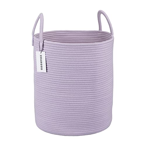 Xuanguo Rope Laundry Basket Hamper For Clothes Woven Storage Basket For Living Room Bedroom Boho Tall Rope Baskets For Blanket Toys Pillow Towels Baby Nursery Hamper Bin Large Purple Or Lavendor #TOP22