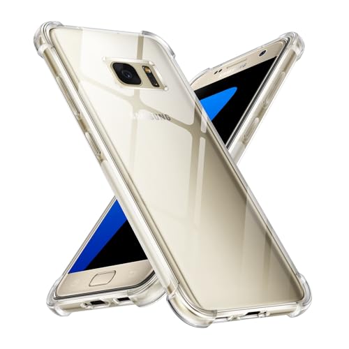 Xiltlly Hülle Durchsichtig für Samsung Galaxy S7 mit Stoßfest Schutzecken, Dünne Weiche Transparent Handyhülle Flexible TPU Protective Hülle Sturzfest Schutzhüllen (5.1 Zoll) - Clear