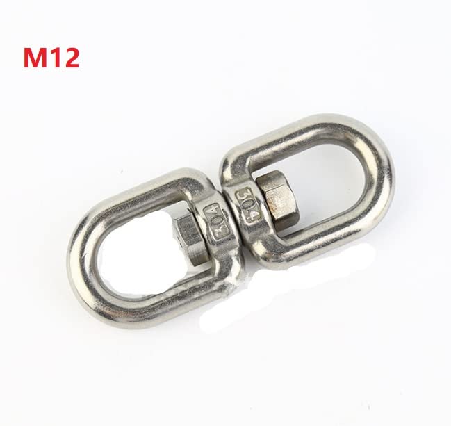 Swivel Eye Hook 304 Stainless Steel Eye To Eye Swivel Ring M12 Eye Swivel Ring Eye Bolts For Anchor Chain Web Tree Swing Hammock Chair - Image 2