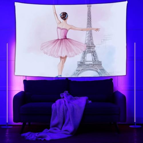 SESLFLKPJK Boho Wall Hanging Tapestry 60x80 Ballerina Eiffel